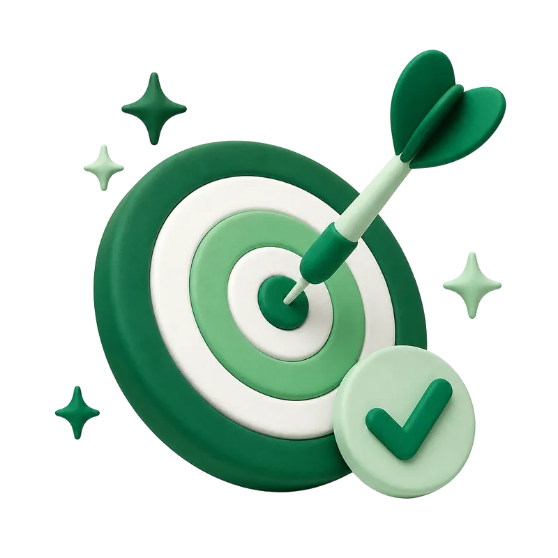 3D illustration of a dart hitting a bullseye