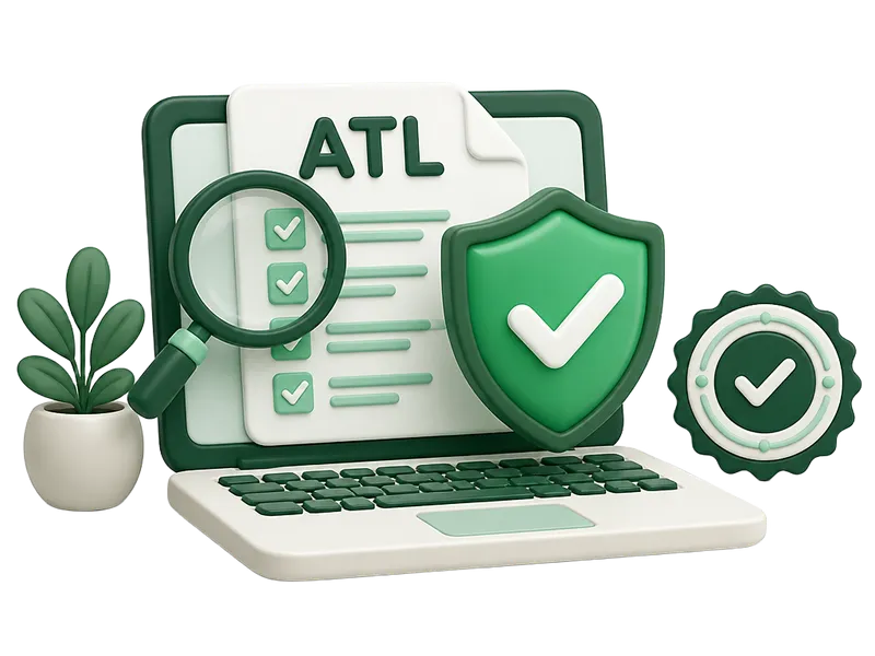 3D illustration of a laptop showing the FBR Active Taxpayer List with a verification shield